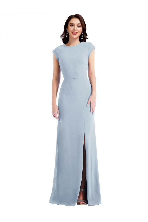 Stretch Crepe Trumpet Long Cap Sleeves Open Back Formal Evening Gown / Prom Dress / Bridesmaid Dress Barrie