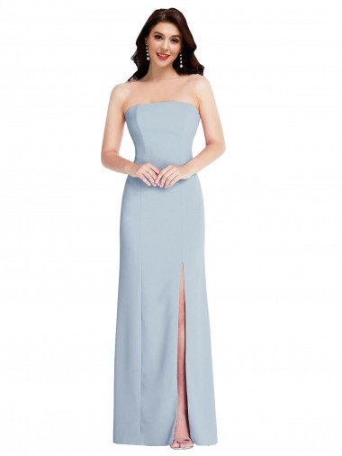 Stretch Crepe A-Line Long Sleeveless Low Back Front Slit Prom Dresses Barrie