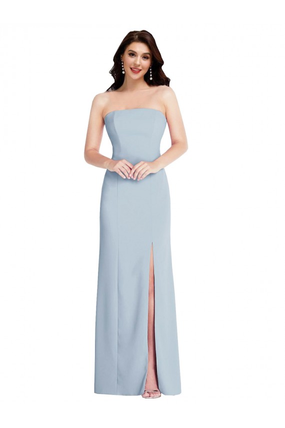 Stretch Crepe A-Line Long Sleeveless Low Back Front Slit Prom Dresses Barrie