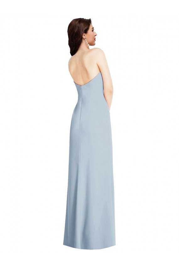 Stretch Crepe A-Line Long Sleeveless Low Back Front Slit Prom Dresses Barrie