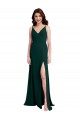 Stretch Crepe A-Line Long Sleeveless V-Back Side Slit Prom Dresses Barrie