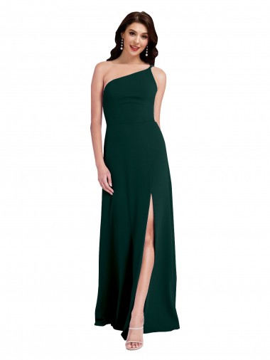 Stretch Crepe A-Line Long Sleeveless Open Back High Side Slit Prom Dresses Barrie