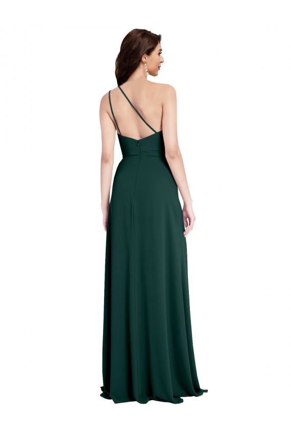 Stretch Crepe A-Line Long Sleeveless Open Back High Side Slit Prom Dresses Barrie