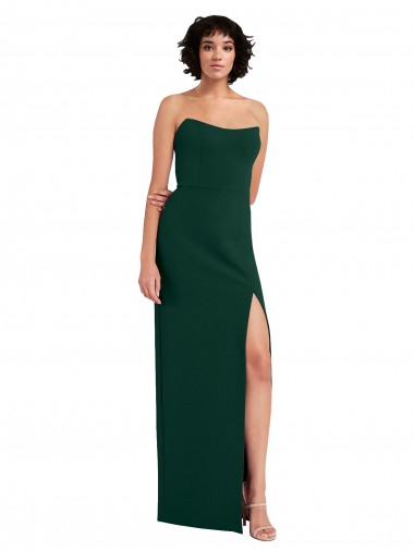 Stretch Crepe Sheath Long Sleeveless Low Back Side Slit Prom Dresses Barrie