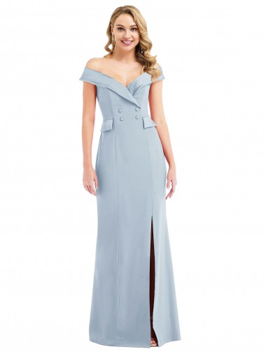Stretch Crepe Trumpet Long Light Sky Blue Semi Formal Evening Dress / Prom Dress / Bridesmaid Dress Barrie