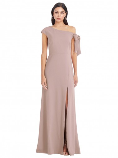 Stretch Crepe A-Line Long Sleeveless Front Slit Prom Dresses Barrie