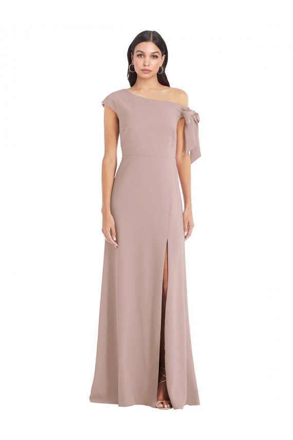 Stretch Crepe A-Line Long Sleeveless Front Slit Prom Dresses Barrie