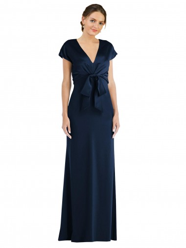 Stretch Crepe Trumpet Long Cap Sleeves Keyhole Back Formal Evening Gown / Prom Dress / Bridesmaid Dress Barrie