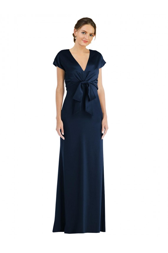 Stretch Crepe Trumpet Long Cap Sleeves Keyhole Back Formal Evening Gown / Prom Dress / Bridesmaid Dress Barrie