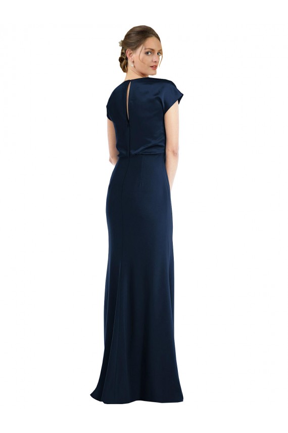 Stretch Crepe Trumpet Long Cap Sleeves Keyhole Back Formal Evening Gown / Prom Dress / Bridesmaid Dress Barrie
