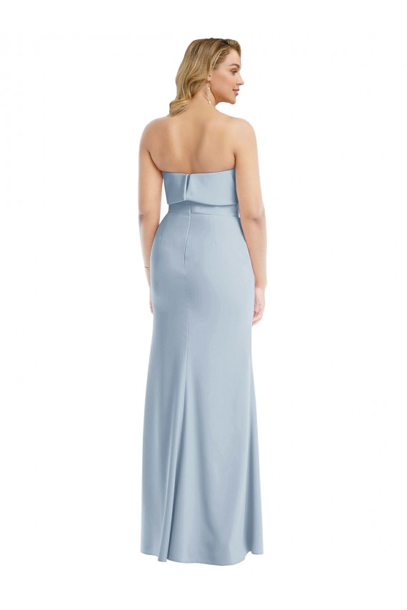 Stretch Crepe Trumpet Long Sleeveless Light Sky Blue Low Back Semi Formal Evening Dress / Prom Dress / Bridesmaid Dress Barrie