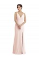 Stretch Crepe Trumpet Long Sleeveless V-Back Pink Prom Dresses Barrie