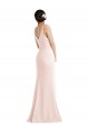 Stretch Crepe Trumpet Long Sleeveless V-Back Pink Prom Dresses Barrie