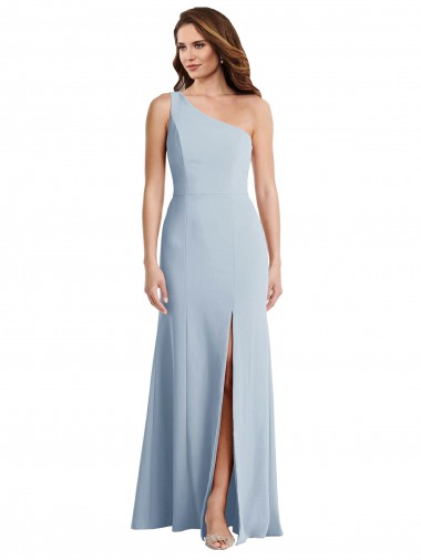 Stretch Crepe Trumpet Long Sleeveless Light Sky Blue Prom Dresses Barrie