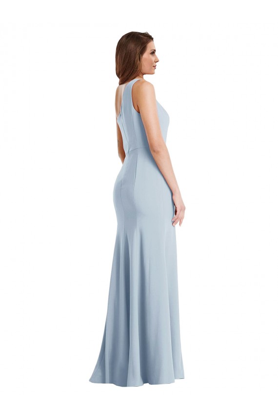 Stretch Crepe Trumpet Long Sleeveless Light Sky Blue Prom Dresses Barrie