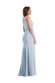 Stretch Crepe Trumpet Long Sleeveless Light Sky Blue Prom Dresses Barrie