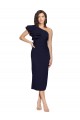 Stretch Crepe Sheath Midi Length Sleeveless Dark Navy Prom Dresses Barrie