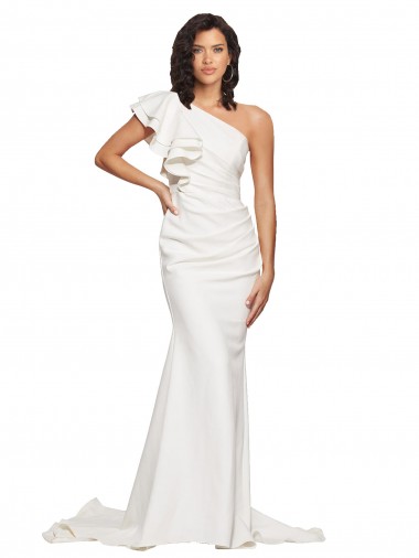 Stretch Crepe Sheath Sheath Sleeveless Ivory Semi Formal Evening Dress / Prom Dress / Bridesmaid Dress Barrie