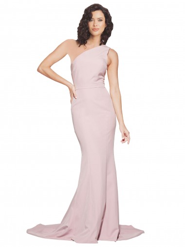 Stretch Crepe Sheath Sweep Train Sleeveless Side Slit Prom Dresses Barrie