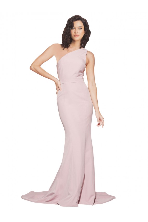 Stretch Crepe Sheath Sweep Train Sleeveless Side Slit Prom Dresses Barrie