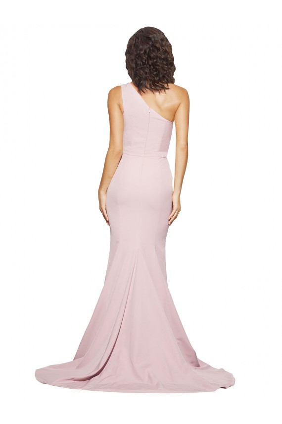 Stretch Crepe Sheath Sweep Train Sleeveless Side Slit Prom Dresses Barrie
