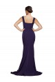 Stretch Crepe Sheath Sweep Train Sleeveless Dark Navy Prom Dresses Barrie
