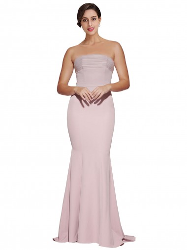 Stretch Crepe Sheath Sweep Train Sleeveless Low Back Mauve Prom Dresses Barrie
