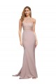 Stretch Crepe Sheath Sweep Train Sleeveless Dusty Pink Prom Dresses Barrie