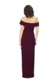 Stretch Crepe Sheath Long Sleeveless Low Back Burgundy Gold Prom Dresses Barrie