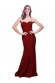 Stretch Crepe Sheath Long Sleeveless Low Back Burgundy Prom Dresses Barrie
