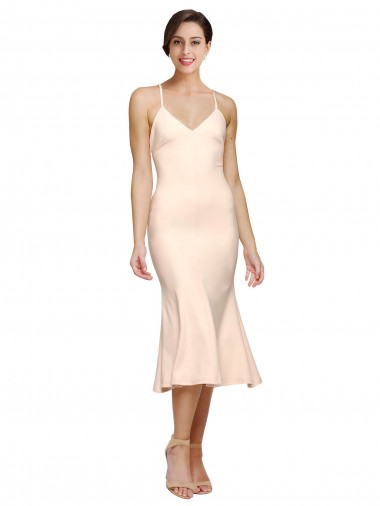 Stretch Crepe Sheath Midi Length Sleeveless Low Back Evening Gown / Prom Dress / Bridesmaid Dress Barrie