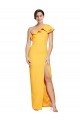 Stretch Crepe Sheath Long Sleeveless High Slit Prom Dresses Barrie