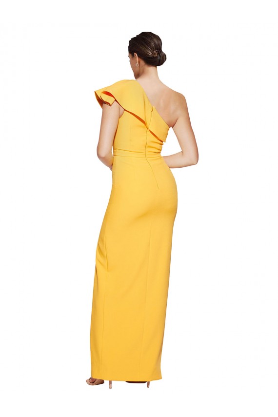 Stretch Crepe Sheath Long Sleeveless High Slit Prom Dresses Barrie