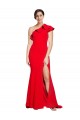 Stretch Crepe Sheath Sweep Train Sleeveless High Slit Prom Dresses Barrie