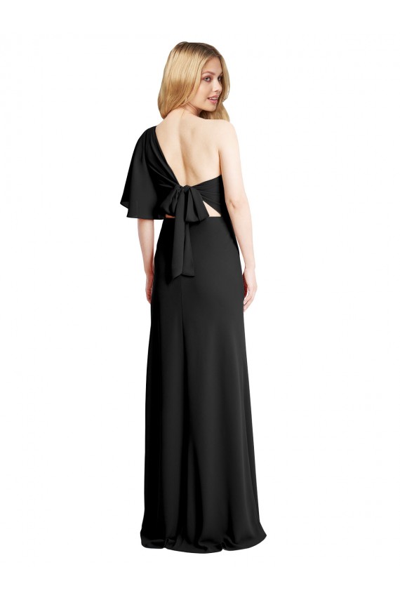 Stretch Crepe Sheath Long Flutter Sleeves Formal Evening Gown / Prom Dress / Bridesmaid Dress Barrie