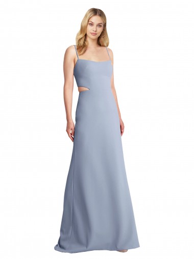 Stretch Crepe A-Line Long Sleeveless Open Back Prom Dress / Bridesmaid Dress Barrie