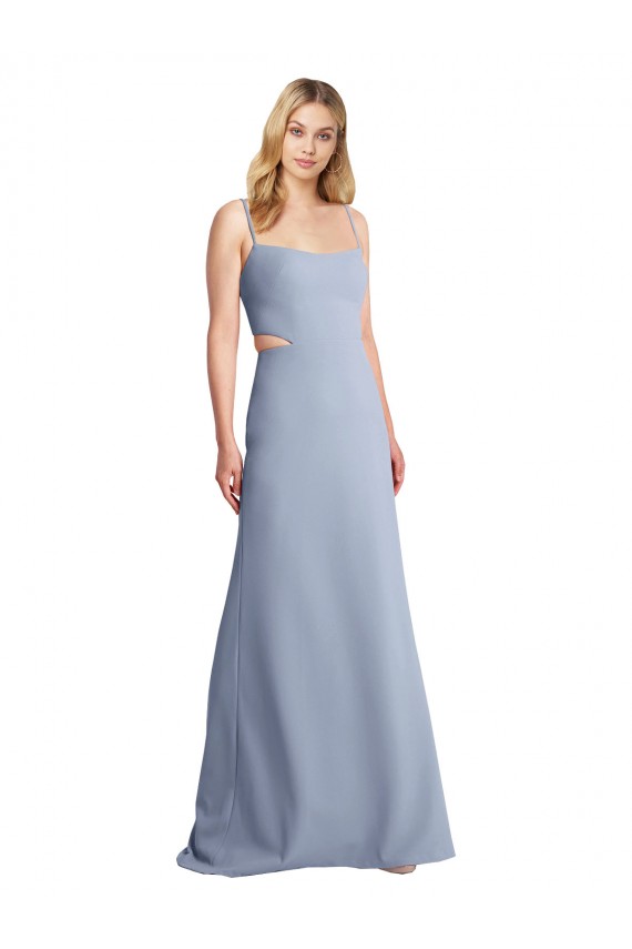 Stretch Crepe A-Line Long Sleeveless Open Back Prom Dress / Bridesmaid Dress Barrie