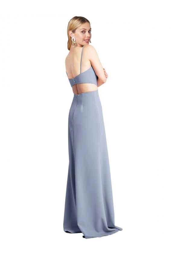 Stretch Crepe A-Line Long Sleeveless Open Back Prom Dress / Bridesmaid Dress Barrie