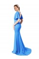 Stretch Crepe Mermaid, Sheath Sweep Train Short Sleeves V-Back Prom Dress / Bridesmaid Dress Barrie