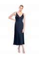 Stretch Satin A-Line Midi Length Sleeveless V-Back Formal Evening Gown / Prom Dress / Bridesmaid Dress Barrie