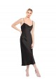 Stretch Satin A-Line Midi Length Sleeveless Low Back Black Prom Dresses Barrie