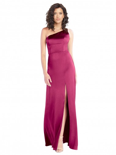 Stretch Satin A-Line Long Sleeveless Open Back Fuchsia Prom Dresses Barrie