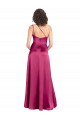 Stretch Satin A-Line Long Sleeveless Open Back Fuchsia Prom Dresses Barrie