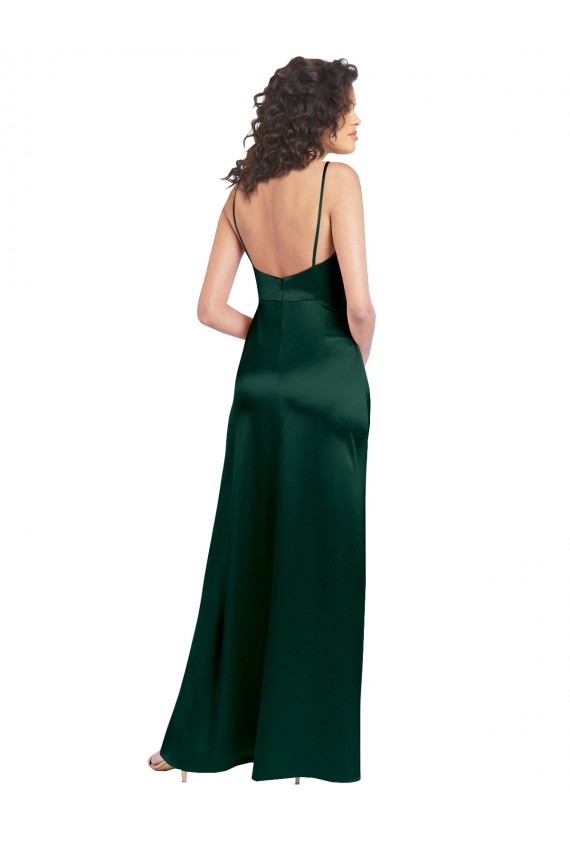 Stretch Satin A-Line Long Sleeveless Open Back Formal Evening Gown / Prom Dress / Bridesmaid Dress Barrie