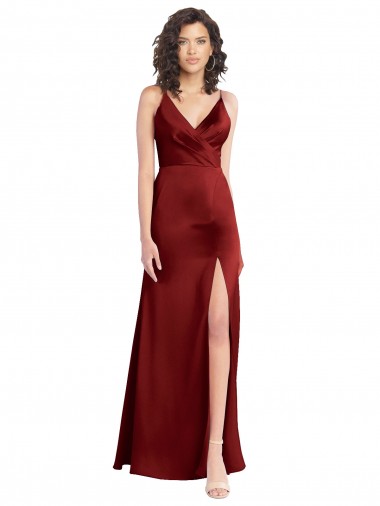 Stretch Satin A-Line Long Sleeveless V-Back Formal Dress / Bridesmaid Dress Barrie