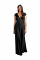 Stretch Satin A-Line Long Cap Sleeves Keyhole Back Formal Evening Gown / Prom Dress / Bridesmaid Dress Barrie