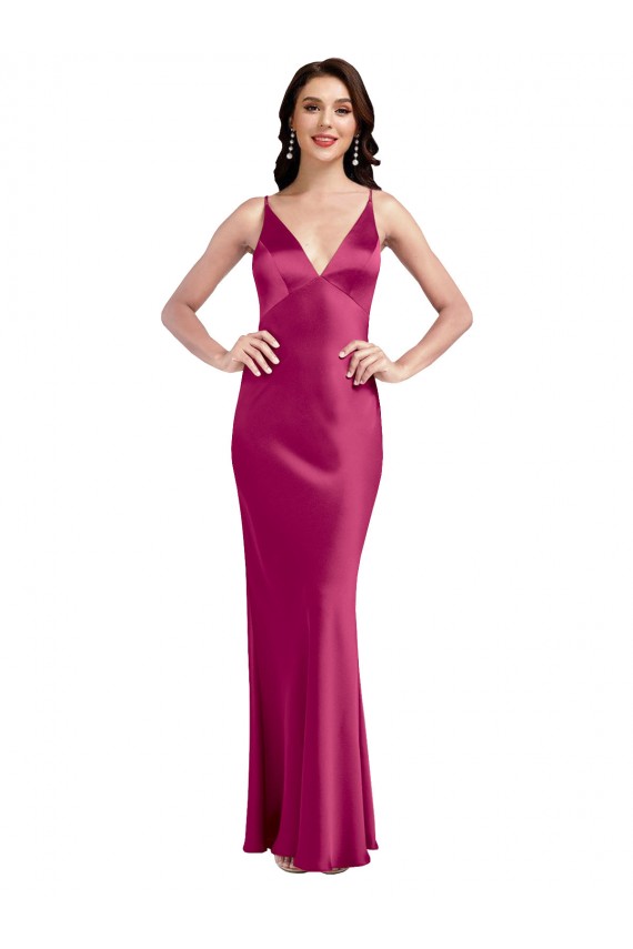 Stretch Satin A-Line Sleeveless Fuchsia Formal Evening Gown / Prom Dress / Bridesmaid Dress Barrie