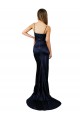 Stretch Satin Mermaid Long Sleeveless Dark Navy Prom Dresses Barrie