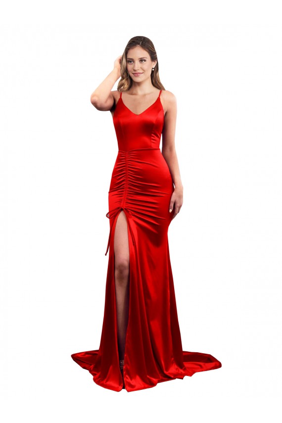 Stretch Satin Mermaid Long Sleeveless Low Back Evening Dress / Bridesmaid Dress Barrie