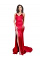 Stretch Satin Mermaid Long Sleeveless Low Back Red Prom Dresses Barrie
